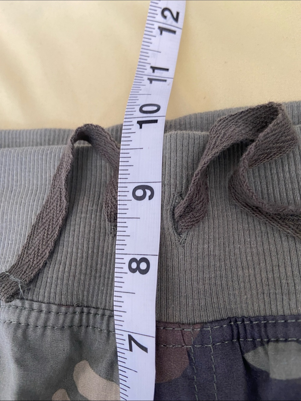 CAMO CARGO STRAIGHT PANTS WIDE ELASTIC BAND DRAWSTRINGS ADJUSTABLE ROLL-UP PANTS - Picture 12 of 13